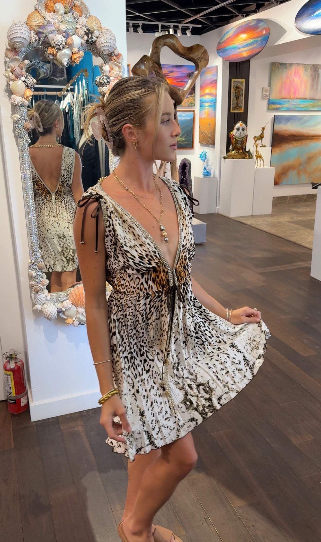 Kasia Cheetah Short Dress - Handmade Silk