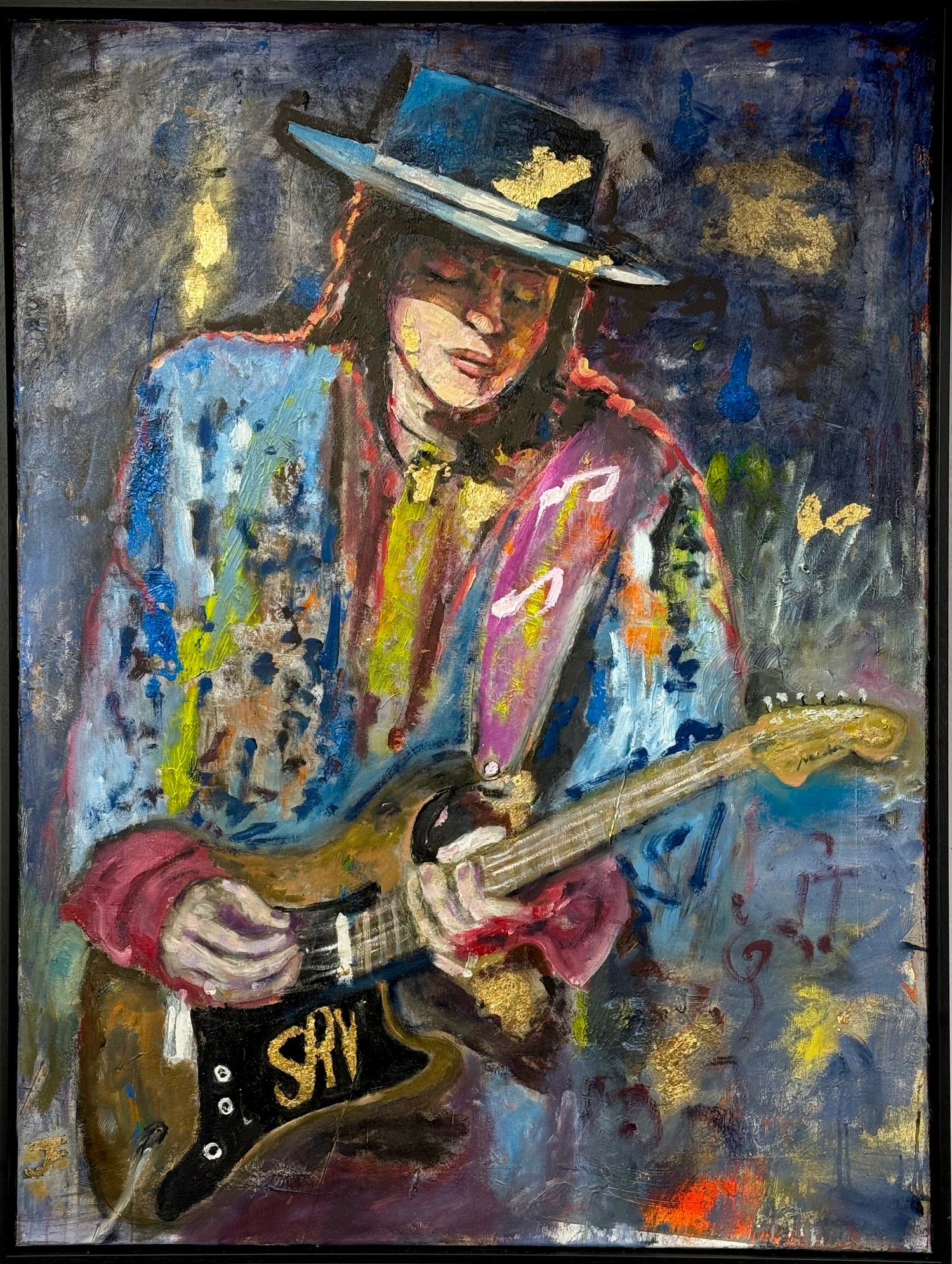 "Stevie Ray Vaughn" Original 37x49 Framed - by James Freeborne Welch