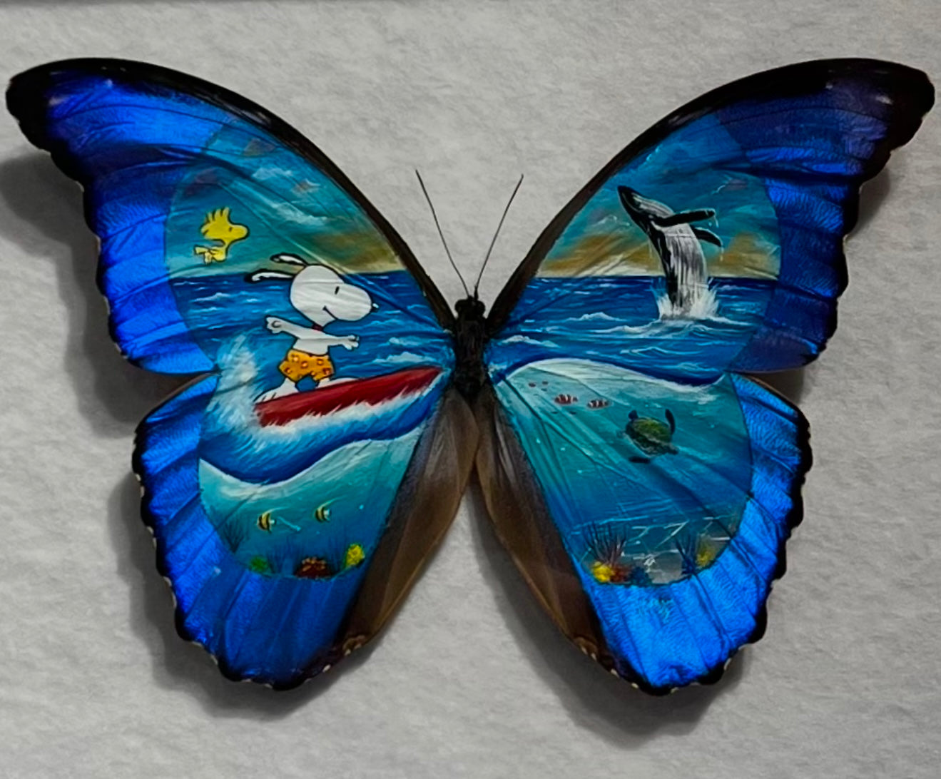 "Riding the Waves" Snoopy - Original Artwork on Butterflies by Cristiam Ramos