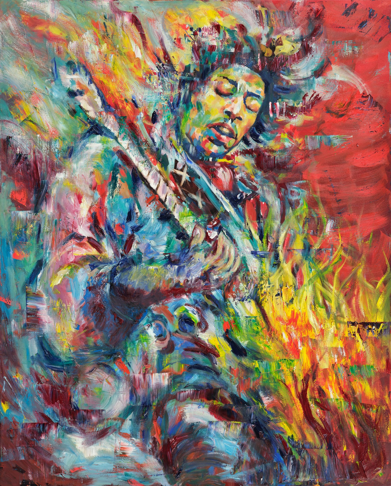 "Fire" 40x50 Limited Edition Giclee- Jimmi Hendrix by James Freeborne Welch