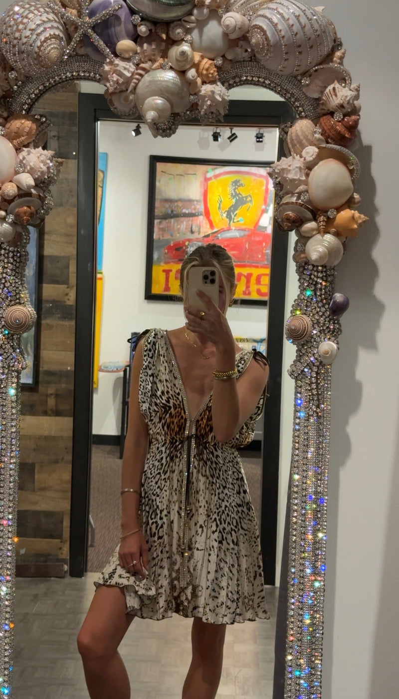 Kasia Cheetah Short Dress - Handmade Silk