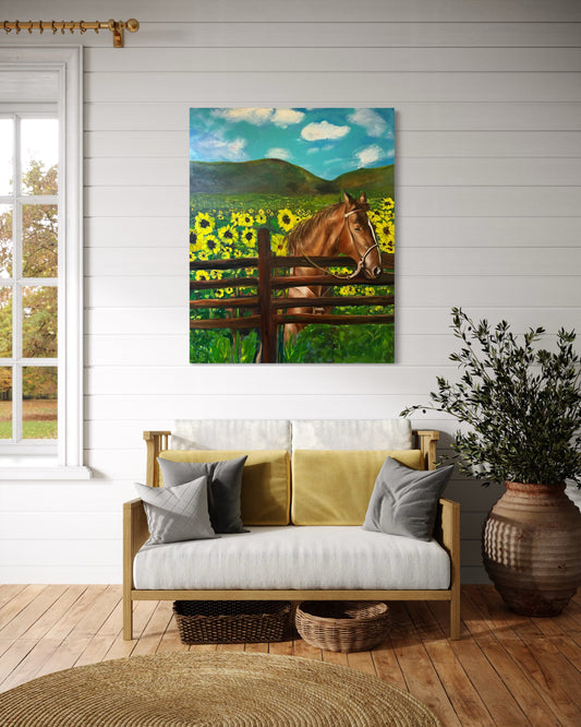 “Horsing Around in the Sunflowers”