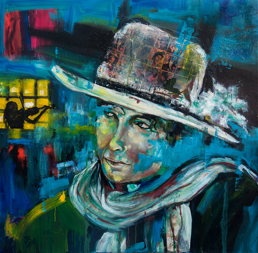 "The Story of the Hurricane"  40x40 Limited Edition Giclee- Bob Dylan by James Freeborne Welch