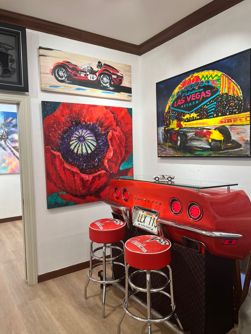 "Little Red Corvette Bar"  Original Auto Art - by James Freeborne Welch