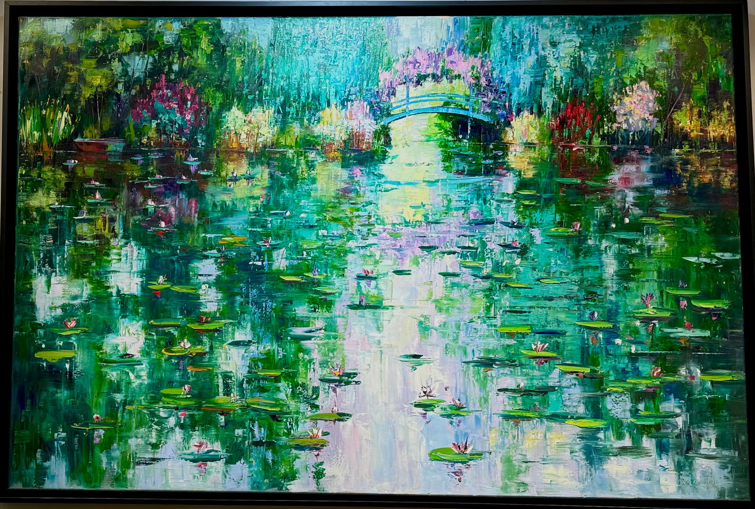 Original "Monet's Garden" 40x60 Oil Painting - framed