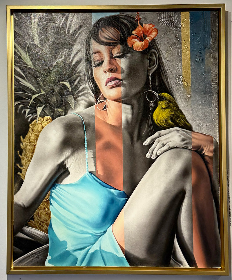 "Alohi" Original 29x35 in frame by Roidley Pérez Navarro