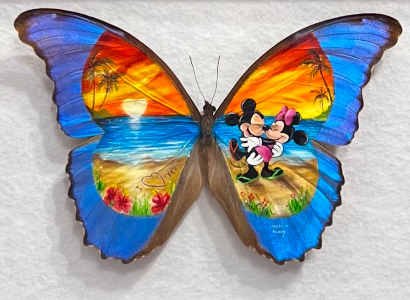 "Honeymoon in Hawaii" MIckey Mouse - Original Artwork on Butterflies by Cristiam Ramos