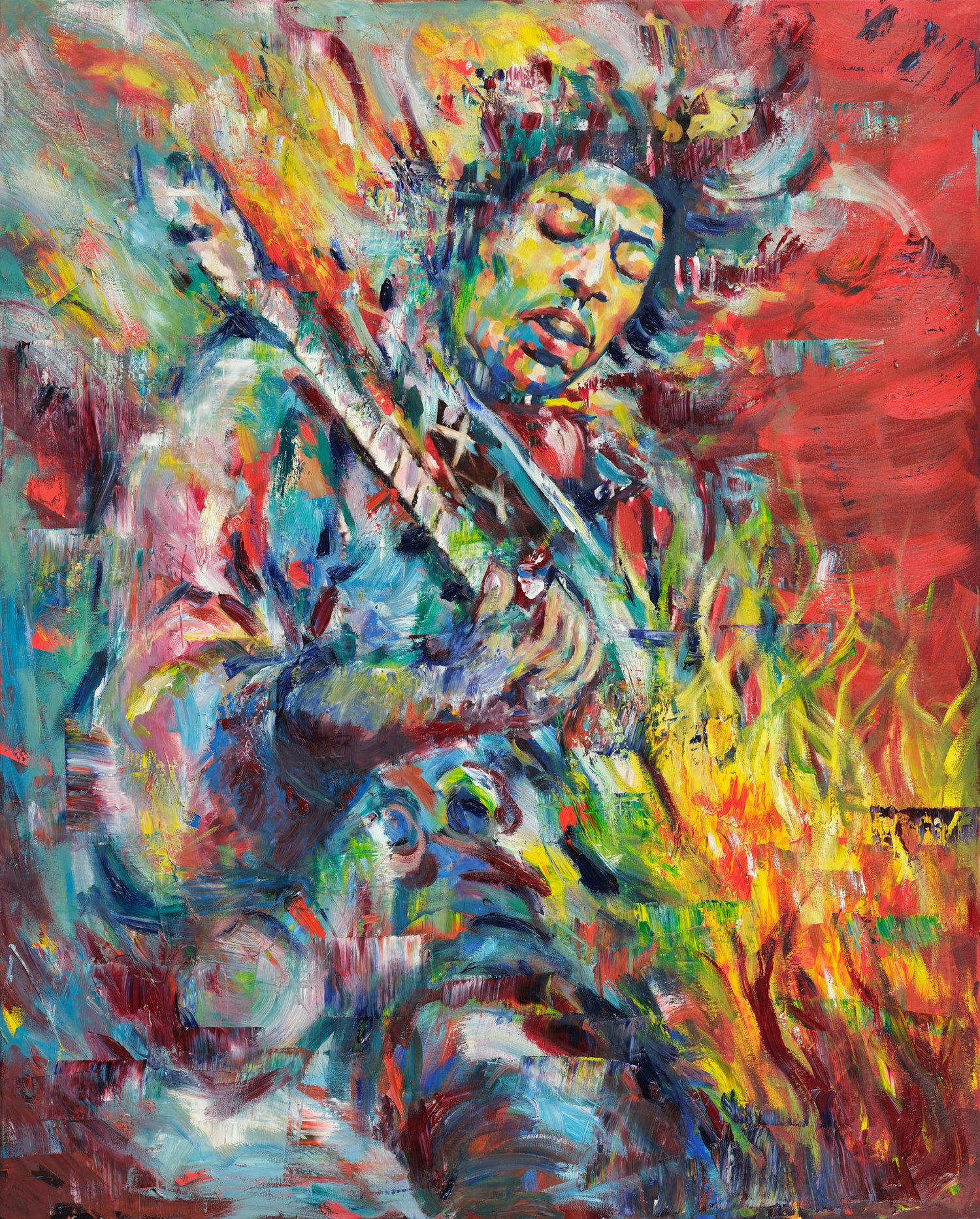 "Fire"  40x50 Limited Edition Giclee- Jimmi Hendrix by James Freeborne Welch