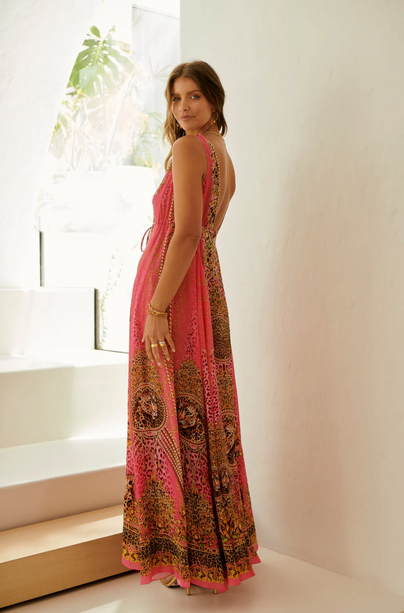 Czarina - PINK LEOPARD MAXI DRESS