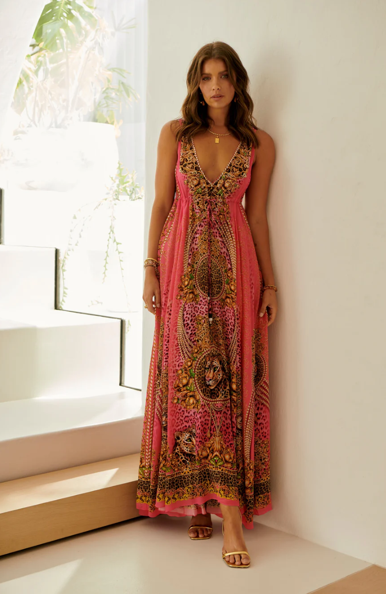 Czarina - PINK LEOPARD MAXI DRESS