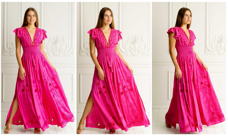 Amalfitana Maxi Gown by Zaimara Orchid Pink -made in Malta