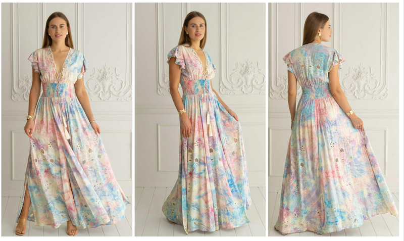 St Barth Maxi Gown by Zaimara Sunset -made in Malta