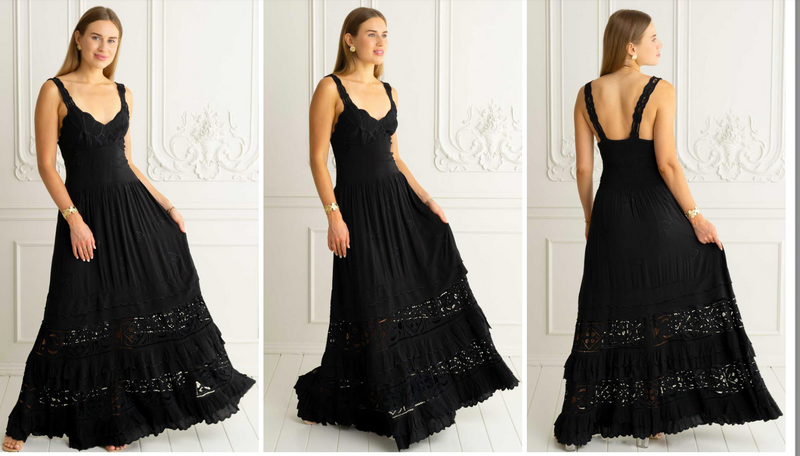 Anabella Maxi Gown by Zaimara Black -made in Malta