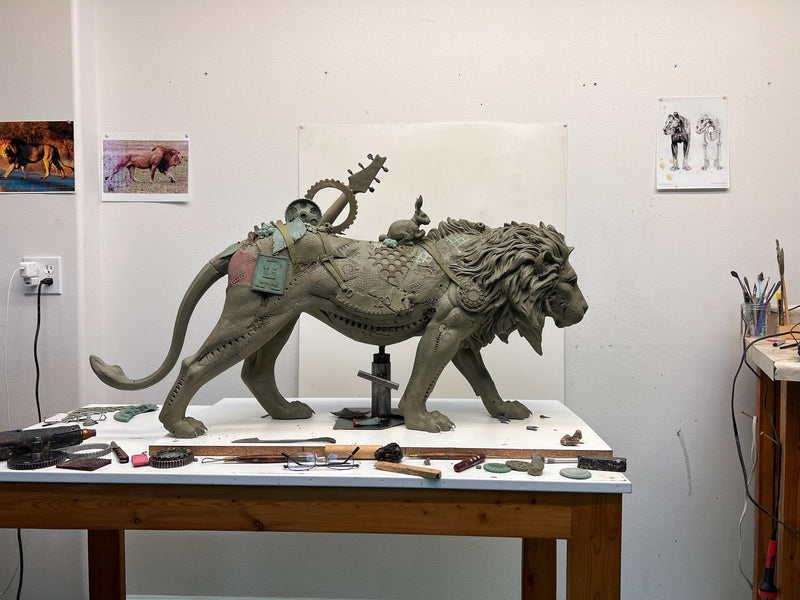 Nano Lopez "Leonardo Lifesize" Bronze Lion Sculpture