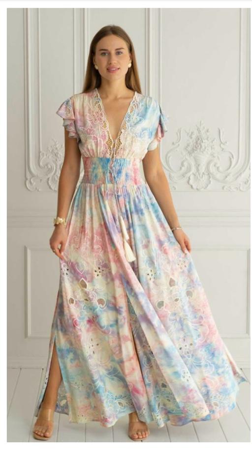 St Barth Maxi Gown by Zaimara Sunset -made in Malta